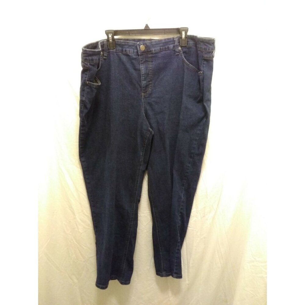 Terra & Sky Dark Wash Straight Leg Denim Blue Jeans Size 24W Petite High Rise